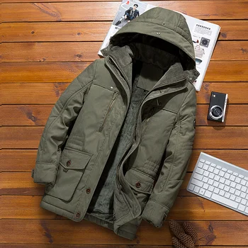 

Wordless New Mens Hooded Cotton Coat Brand Long Section Thick Padded Casual Male Jackets and Coats Outwear Winter Jacket Men