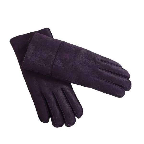 purple Меховые перчатки Модные мужские зимние осенние теплые шерстяные овчины уличные зимние перчатки Flve Flnger наручные перчатки - Цвет: purple
