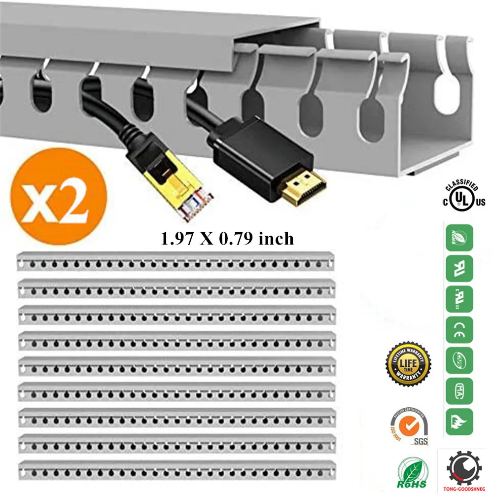 Trunking Cable Raceway Kit,Open Slot Wiring Raceway Duct,Cable Management  Channel Cord Track to Hide Cables Wires for Computers