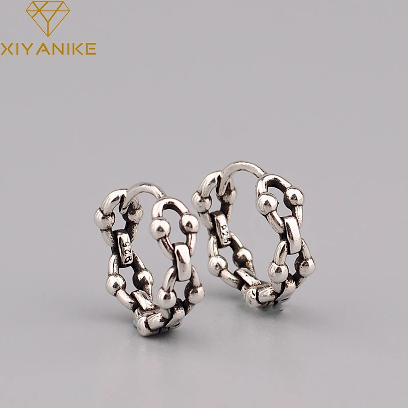 XIYANIKE pendientes de aro cadena de para mujer, moda Simple, Retro, personalidad creativa, tendencia, desgastado| Pendientes de aro| - AliExpress