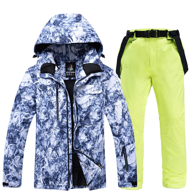 Лыжный костюм для мужчин зима 2018 водонепроницаемая ветрозащитная плотная теплая