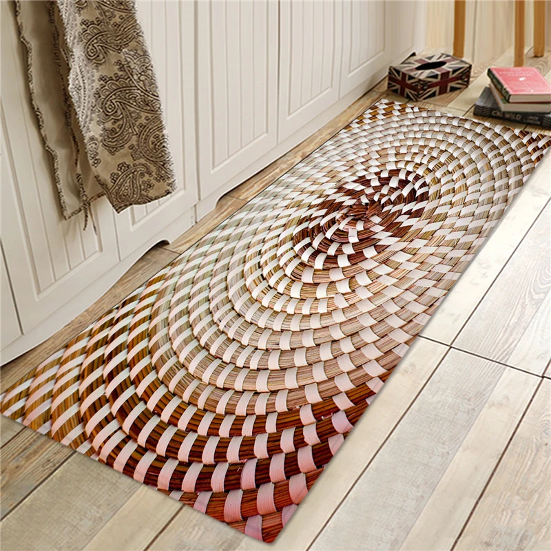 Bamboo Style Flooring Mat Printing Decor Round Area Rugs Home Room Yoga Carpets 