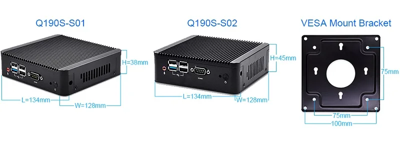 Qotom Mini PC Q190S Celeron J1900 четырехъядерный двойной Ethernet гигабитная Сетевая интерфейсная карта lan порты без вентилятора, микро промышленный