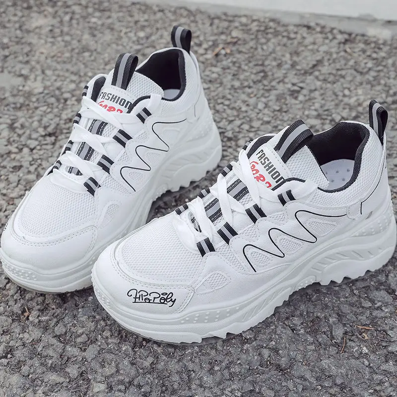 

Plus size 35-43 Vulcanzed shoes women chunky sneakers 2020 hot increase leather sneakers woman spring shoes