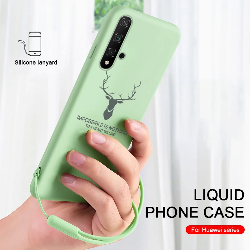 

fashion Deer Phone Case for huawei honor 20 pro soft Silicone Liquid Plain candy Color case for huawei honor20 20pro couqe capa