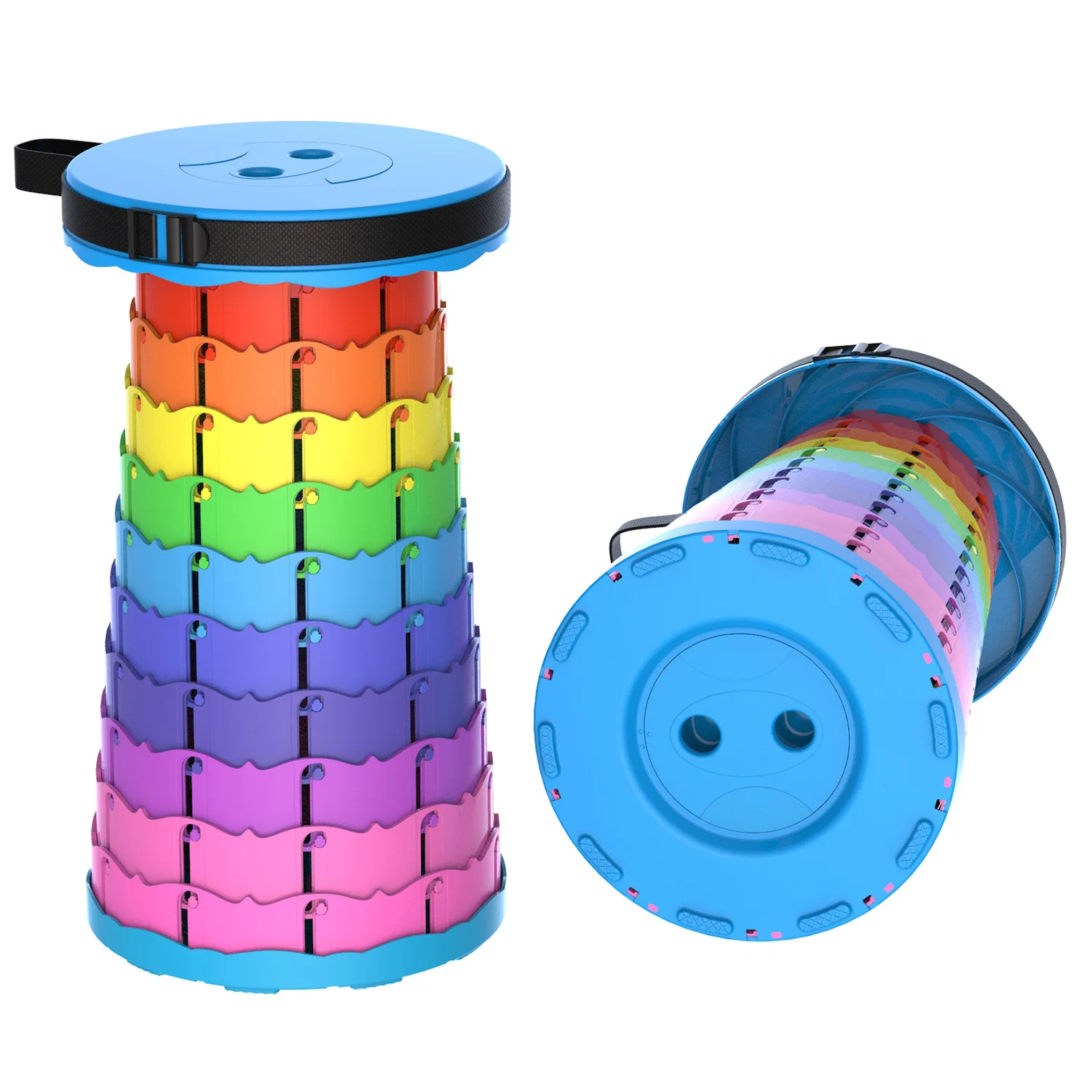 

Outdoor Folding Rainbow Telescopic Stool, Portable Fishing Chair, Lined Up Seat, Contrast Color Ultra-Light Stools