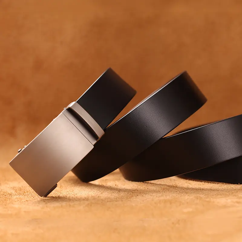 Genuine Cow Leather Automatic Belt For Men Formal Automatic Buckle Belt Genuine Leather Mens Business Strap - Image 5
