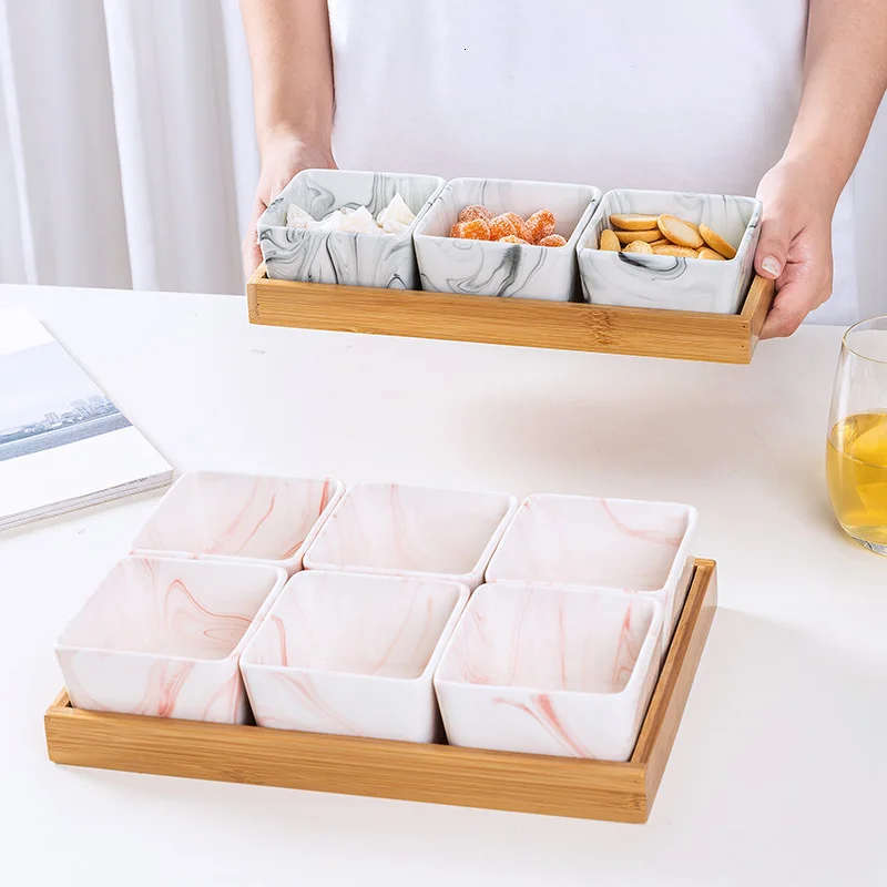 Японская керамическая мраморная тарелка для фруктов отделяет тарелку для десерта креативная коробка для хранения сухофруктов тарелка для закусок домашнее блюдо для приправ