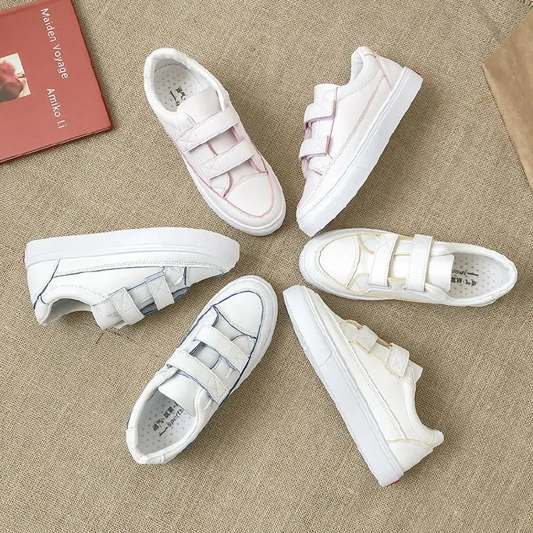 

Summer And Autumn Breathable Velcro Small White Shoes Women's Versatile Flat White Shoes Women's 2019 Online Celebrity New Style