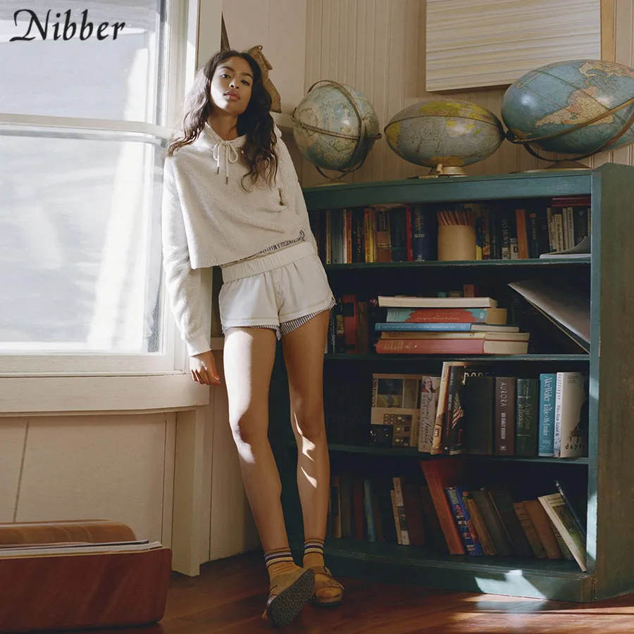 NIBBER, Осень-зима, модный фланелевый пуловер, свитшоты, женские топы,, уличные повседневные свободные толстовки, простая одежда для активного отдыха