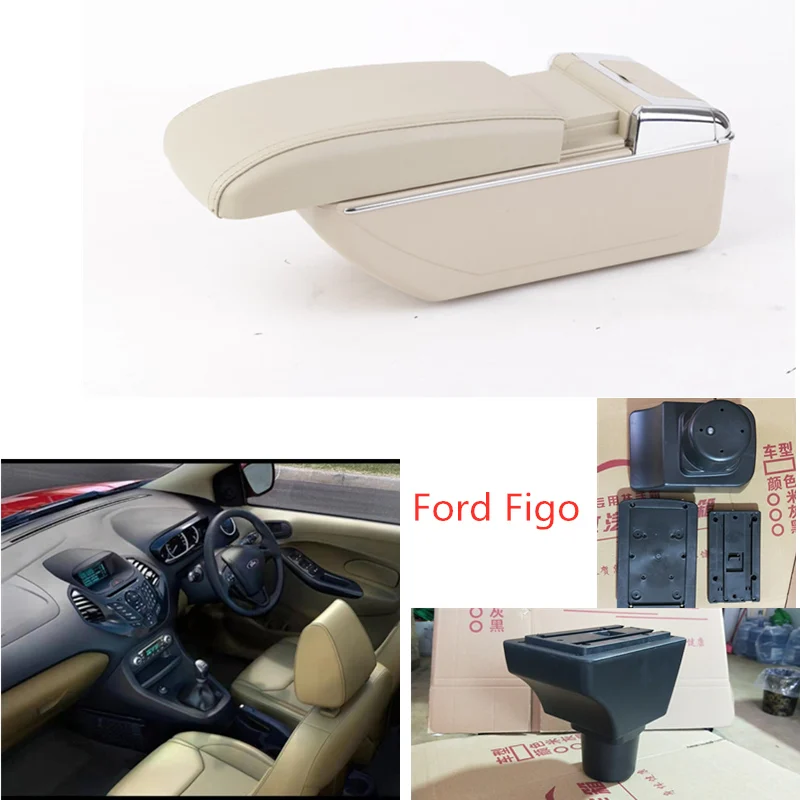

For Ford Figo armrest box double layer with usb