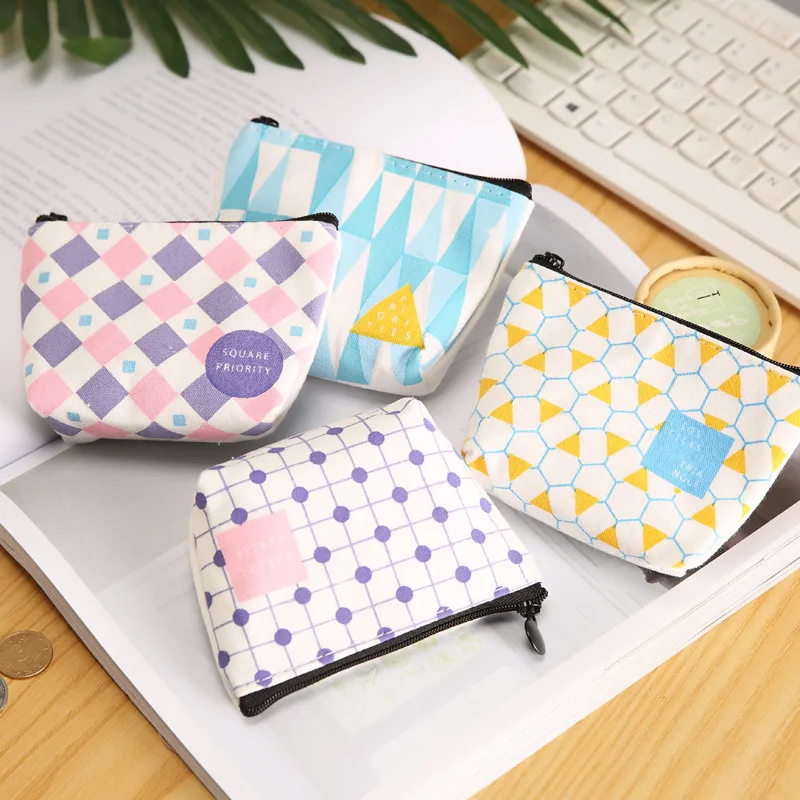 

Japanese Korean New Style Creative Hipster Geometry Purse Mini Change Storgage Bag Simple Short Women's Wallet