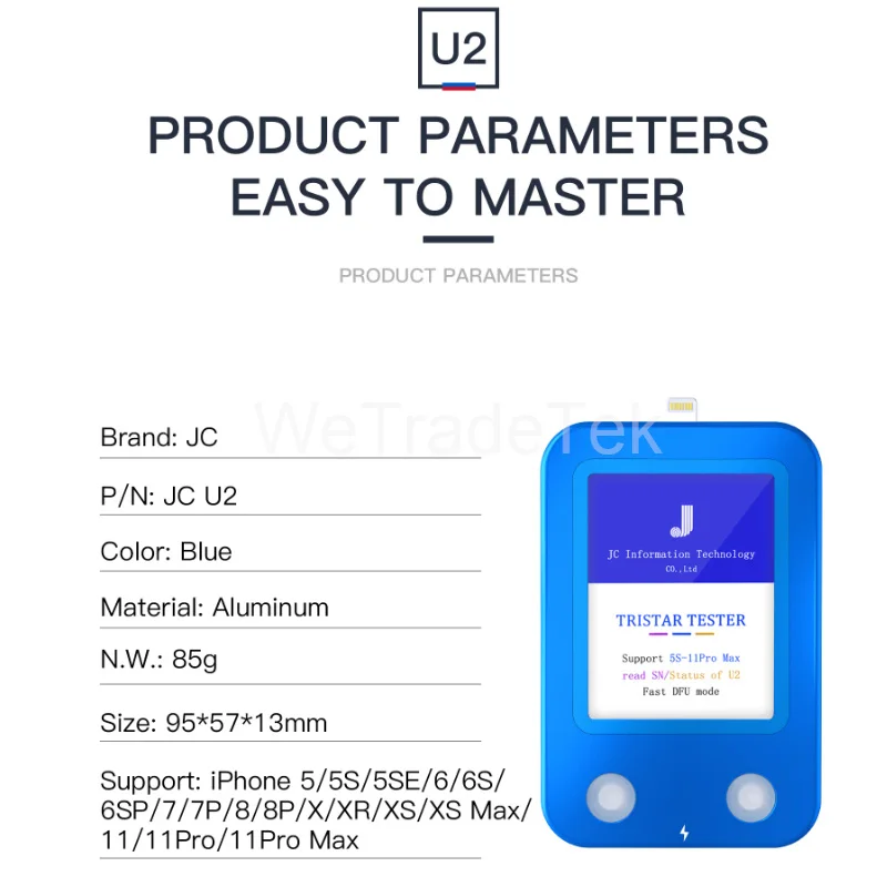  JC U2 Tristar Tester IC Chip Fault Fast Detector SN Serial Number Reader for iPhone11 XSMAX XS X 8P