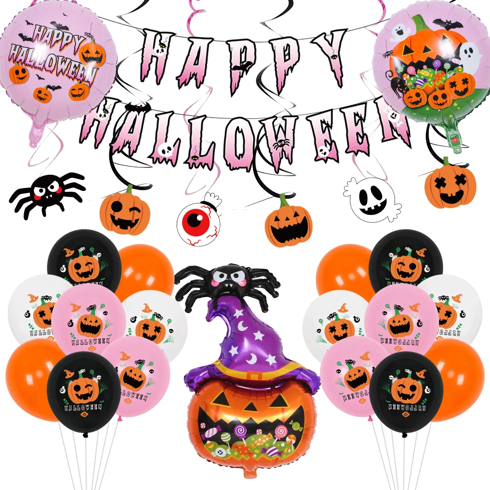

1 Set Halloween Decoration Balloons Pumpkin Spider Bat Aluminium Foil Balloon DIY Halloween Party Backdrop Decorations Supplies