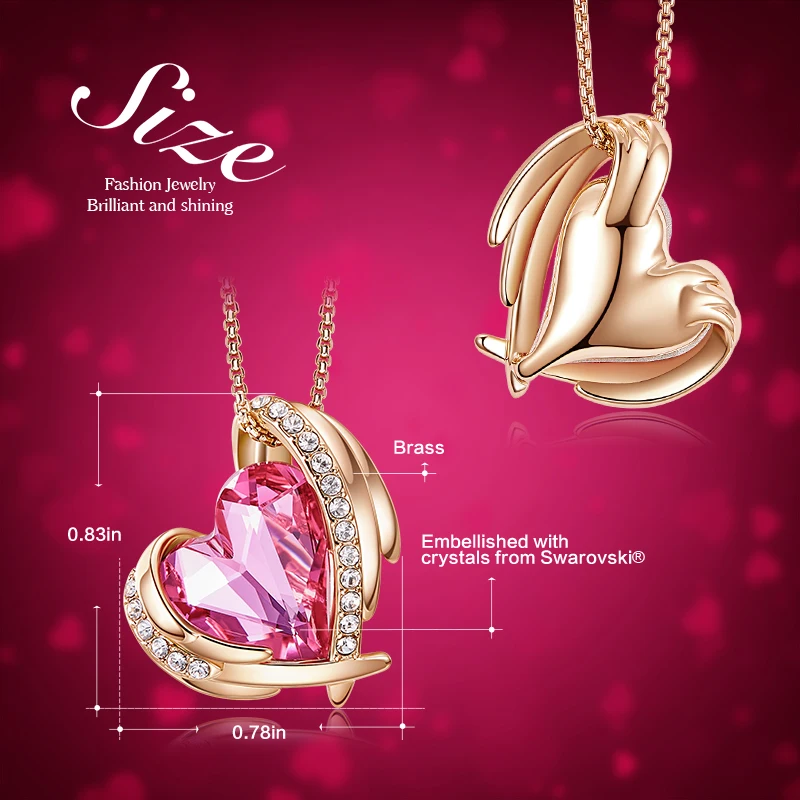 CDE Женщины золотое ожерелье кулон украшен стразами от Swarovski розового цвета с