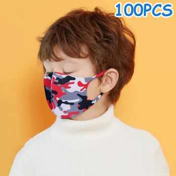 

100pcs Mask For Face Kids Children Windbreak Seamless Outdoor Riding Quick-drying Camouflage Reusable Mouth Caps Washable Masks