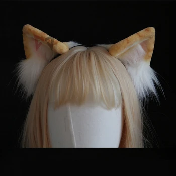 

Handmade Orange Cat Animal Ears Hairhoop Hairbands Hairpin Headwear Tail For Lolita KC Cosplay Anime Party Costume Accessories