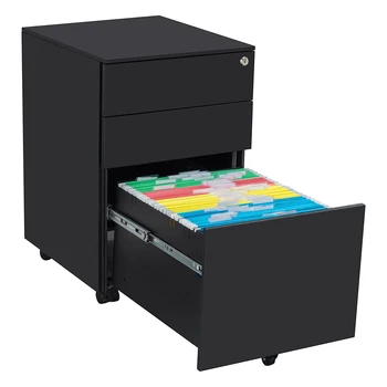 Price Locking File Cabinet 3 Drawer Rolling Pedestal Under Desk Fully Assembled Except Casters White Black For Office PAK55