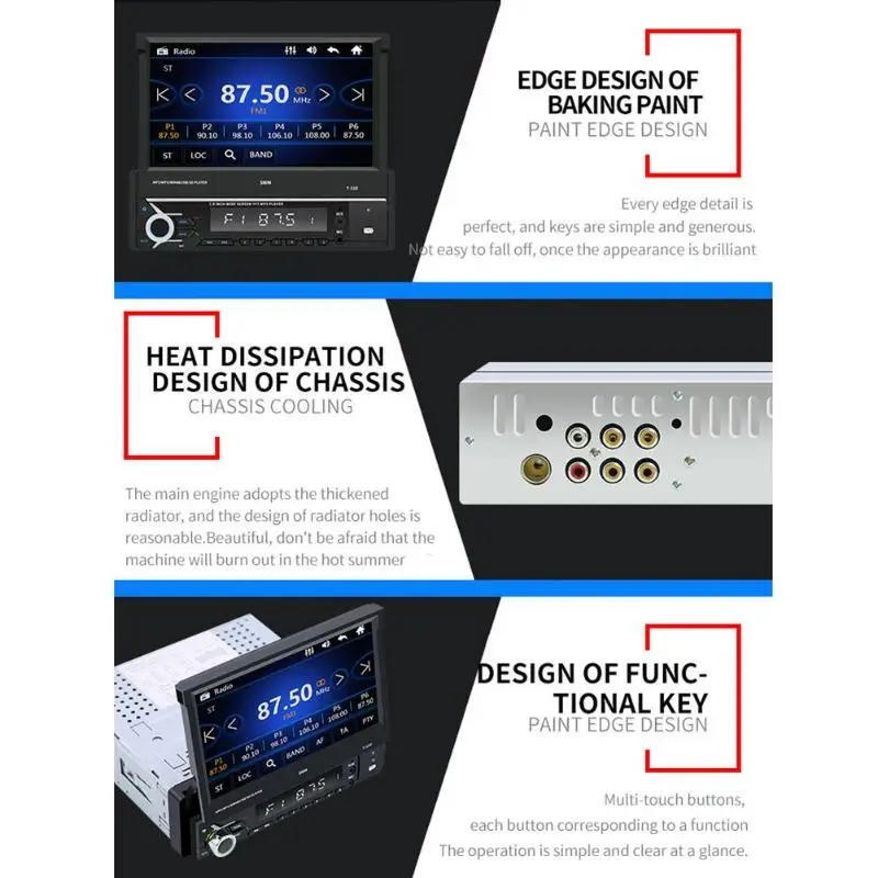 Новейшая модель; T-110 автомобильный стерео 7 дюймов Экран Bluetooth AUX USB Радио в головное устройство Dash Резервное копирование и заднего вида Функция Камера выбор