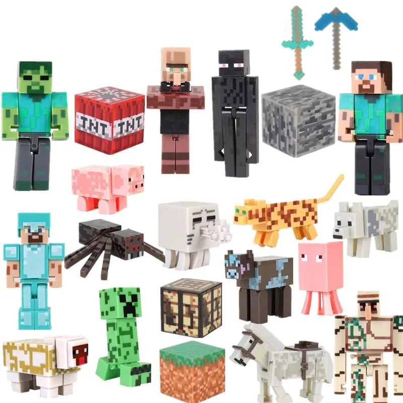 

My World Brick Toys Anime Action Figures Assembled Building Blocks Figure Model Dolls Minecraftinglys Bricks Toys For Kids