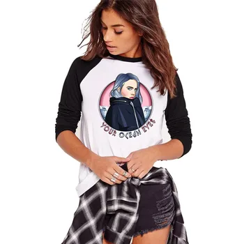 

New 2019 Hip Hop Billie Eilish T Shirt Casual T-shirt O-Neck Full Sleeve Women Tshirt High Quality Tee Shirt Women Tops