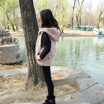 

2017 Children Genuine Rabbit Fur Coat Outwear Kids Girls Winter Solid Color Natural 100% Rex Rabbit Fur Coat Jacket for Girls