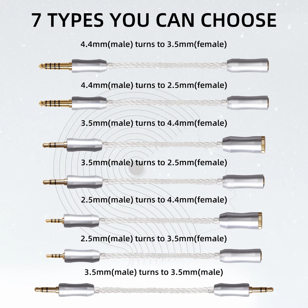 FDBRO 8 ядро серебрение Медь кабель 2,5/3,5/4,4 мм мужчина к 2,5/3,5/4,4 мм Женский сбалансированный конвертирование аудио кабель для наушников