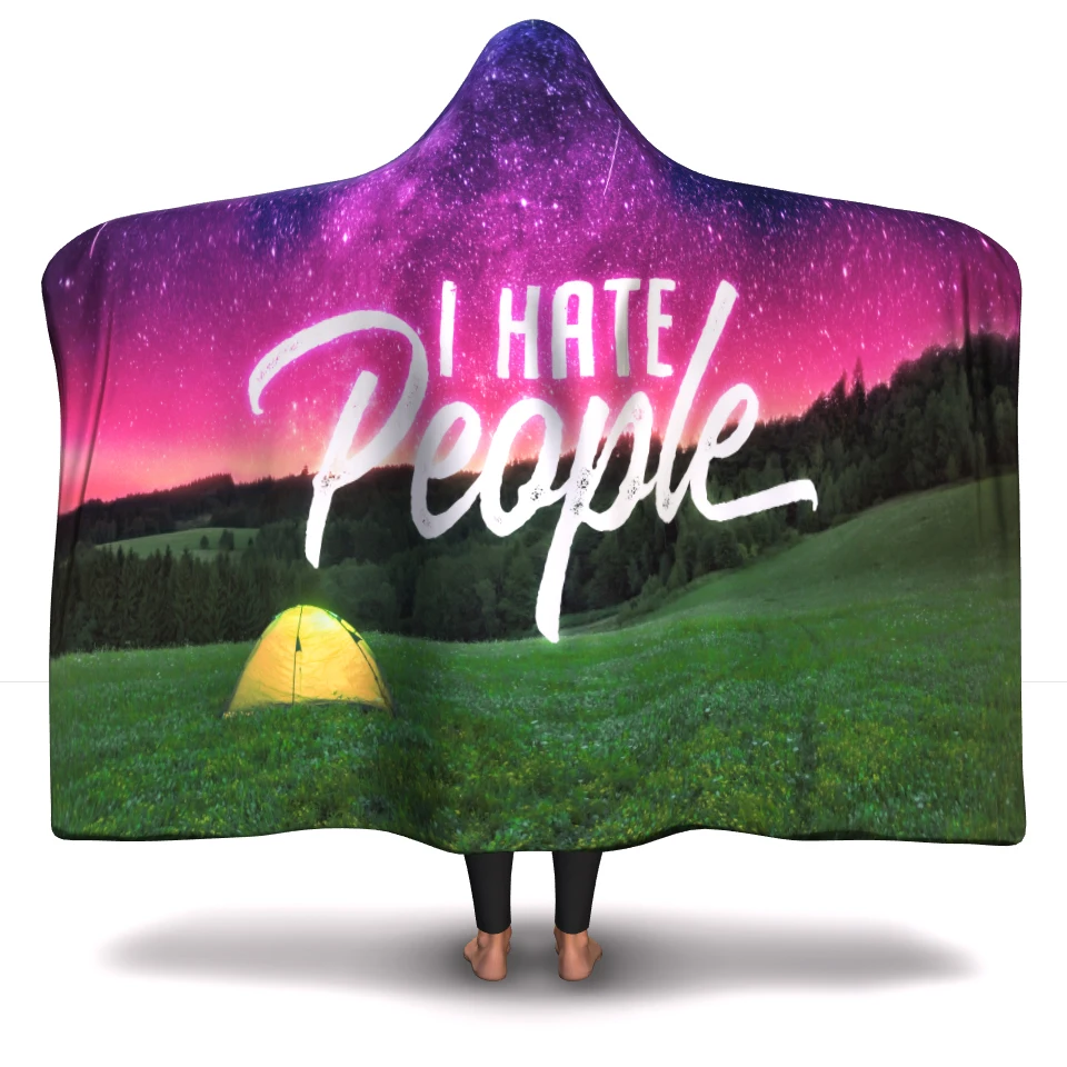 

I hate people camping Blanket Hooded Blanket 3D full print Wearable Blanket Adults men women Blanket newest style