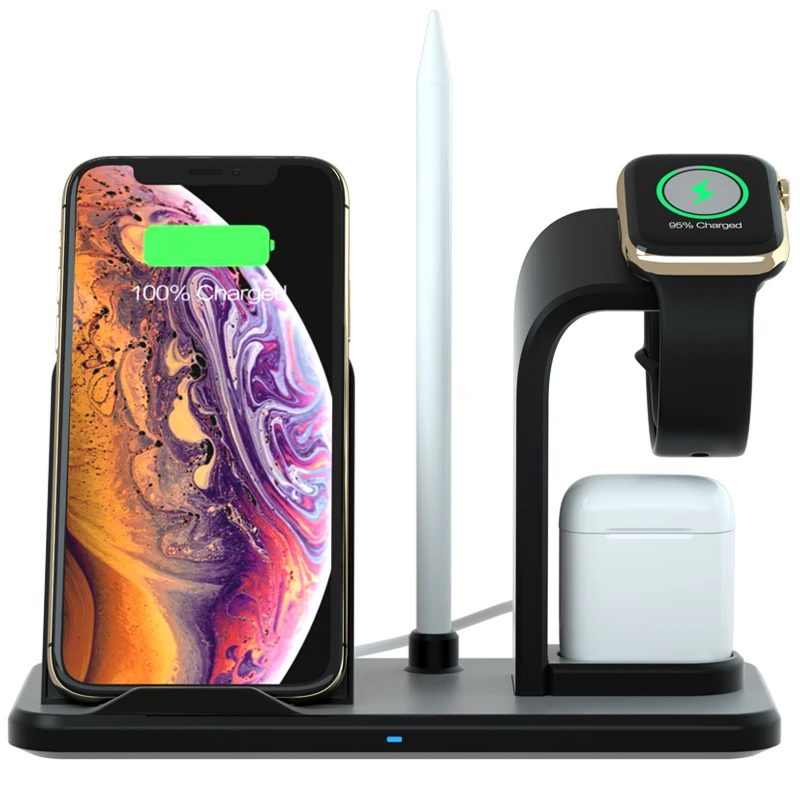 Removable 4 in 1 Wireless Charger Qi 10W Fast Charging Stand for iPhone 11 12 X XS XR Max For Apple Watch 5 4 3 2 Airpods Pro