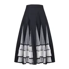 Французский ниша ДИЗАЙН Романтическая Фея Ветер Ретро гофрированный с сеткой юбка сшивание пачка летняя юбка