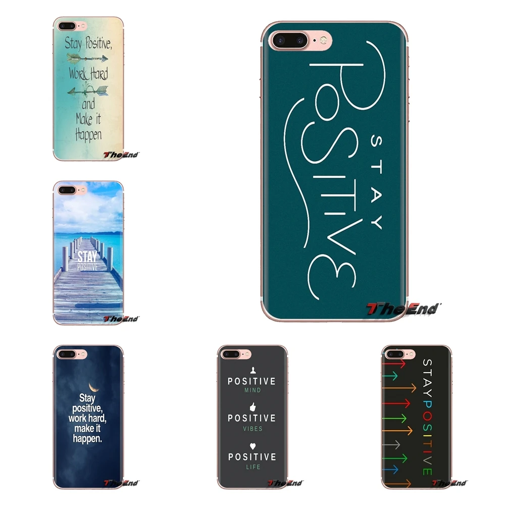 TPU Transparent Cases For Samsung Galaxy S3 S4 S5 Mini S6 S7 Edge S8 S9 S10 Plus Note 3 4 5 8 9 Stay Positive Life Quote Pattern |