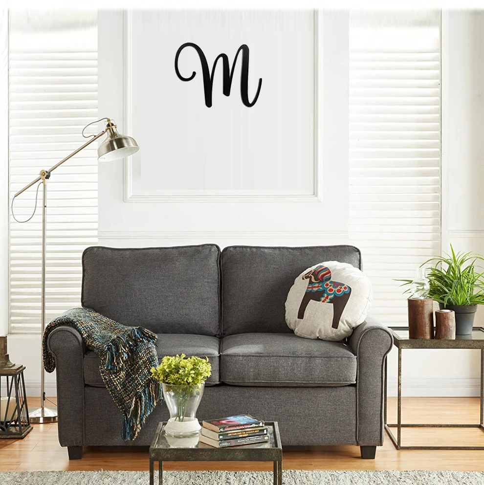 Настенный декор буквы верхний корпус м | 20 &quotДерево кропотливая скрипт заглавные