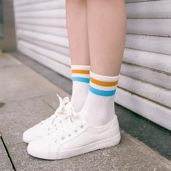 

10pair/lot Autumn Winter Cotton Women Socks Fashion Breathable preppy style stripe Crew Socks Comfortable Casual Socks Girls