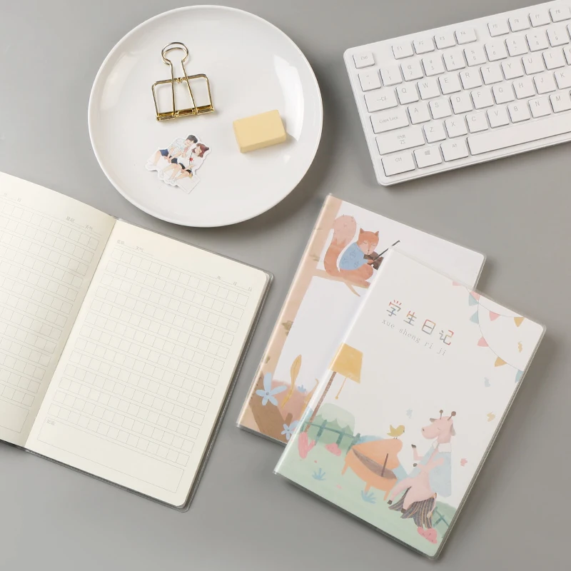 

Notebook a5 square diary hand account book pvc waterproof rubber sleeve simple small fresh cute girl thickening art supplies