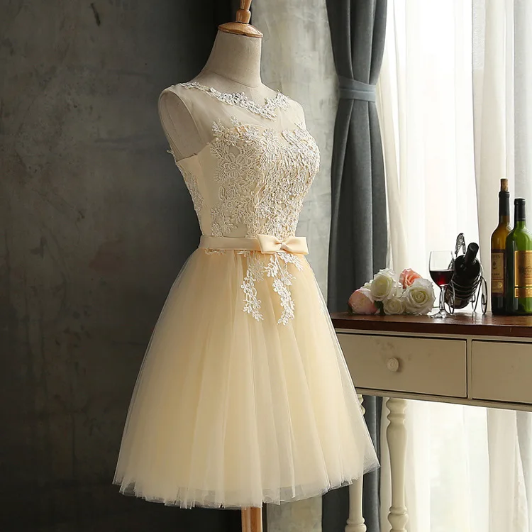 Летнее Короткое Платье Для подружки невесты, цвета шампанского, серого, красного цвета,, недорогое свадебное торжество, платье для выпускного вечера для девочек