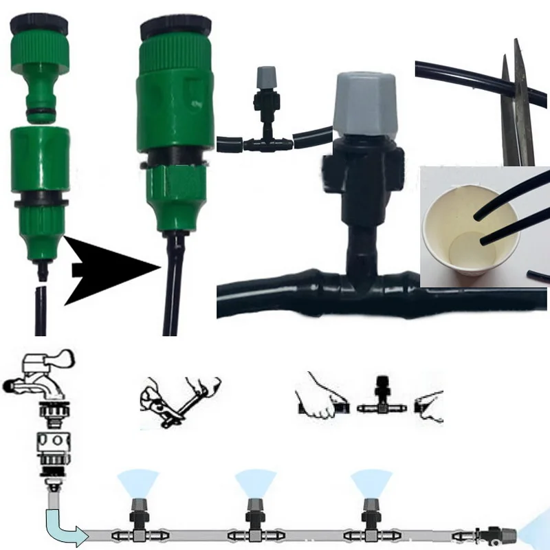 Разбрызгиватель для полива система охлаждения для дома, сада и двора Опрыскивание микро поток капельного 4/7 мм полива трубки насадка распылителя спринклера