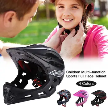

Chin With Rear Light Riding Detachable Bicycle Helmet Unisex Children Outdoor Safe Full Face Cycling Protective Balance Bike
