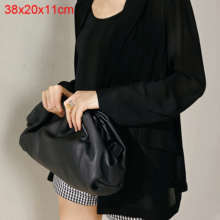 Black Large 38cm Роскошная дизайнерская Новая женская сумка-клатч в форме облака, плиссированная сумка-мессенджер на плечо, маленькая милая женская сумка через плечо - Цвет: Black Large 38cm