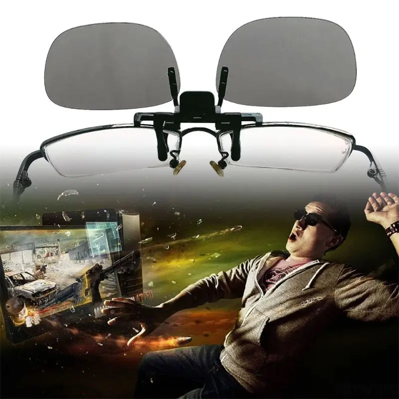 1 Pair Clip On Type Passive Circular Polarized 3D Glasses Clips for 3D TV Movie 634A