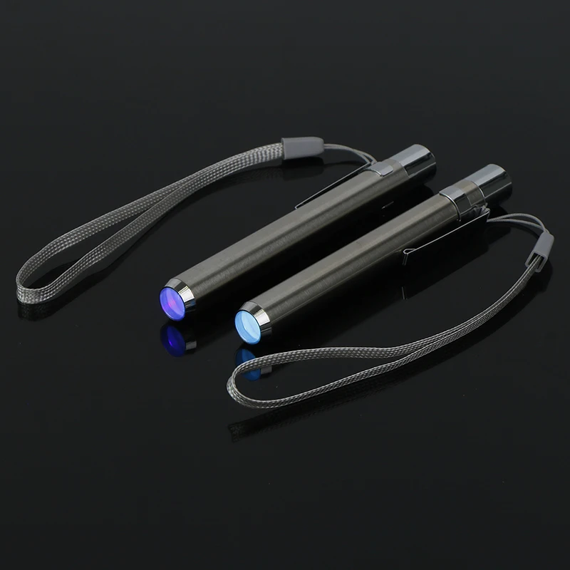 

1pc Led UV Flashlight Torch Ultra Violet Light Stainless Steel Mini Pocket Lamp 9.1*1.2cm