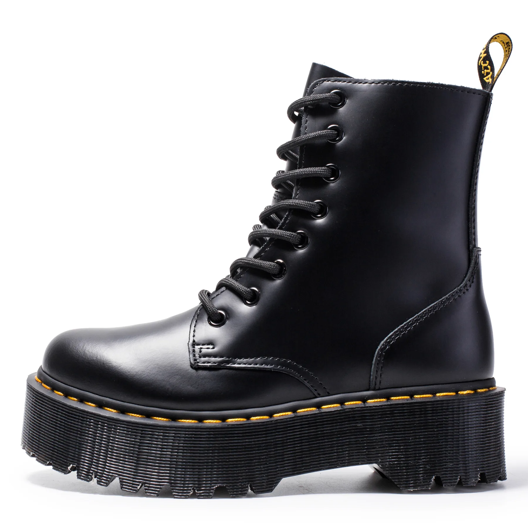 Buy Size34 41 Chunky Motorcycle Boots For Women Autumn 2019 Fashion Round Toe Lace up Combat Boots Ladies Shoes