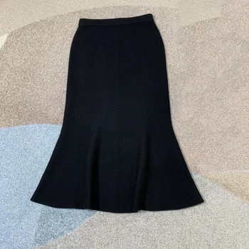 

2019 new ladies fashion sexy solid color knitted fishtail skirt 1216