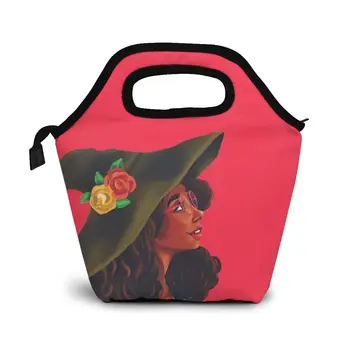 

WHEREISART Portable Picnic Food Lunchbox Art Africa Girls Printed Lunch Box in Lunch Box Red Tote Insulation Pocket