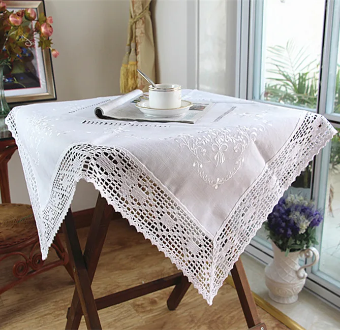 Американская белая кружевная скатерть для столовой ручная пряжа вышитая из