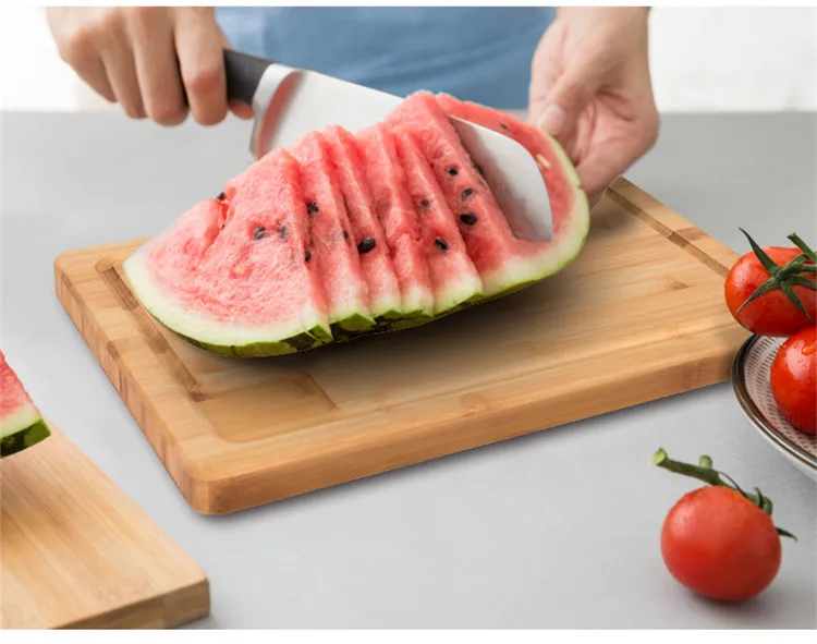 Утолщенная разделочная доска большая бамбуковая кухонная бытовая прямоугольная разделочная доска из цельного дерева с канавкой
