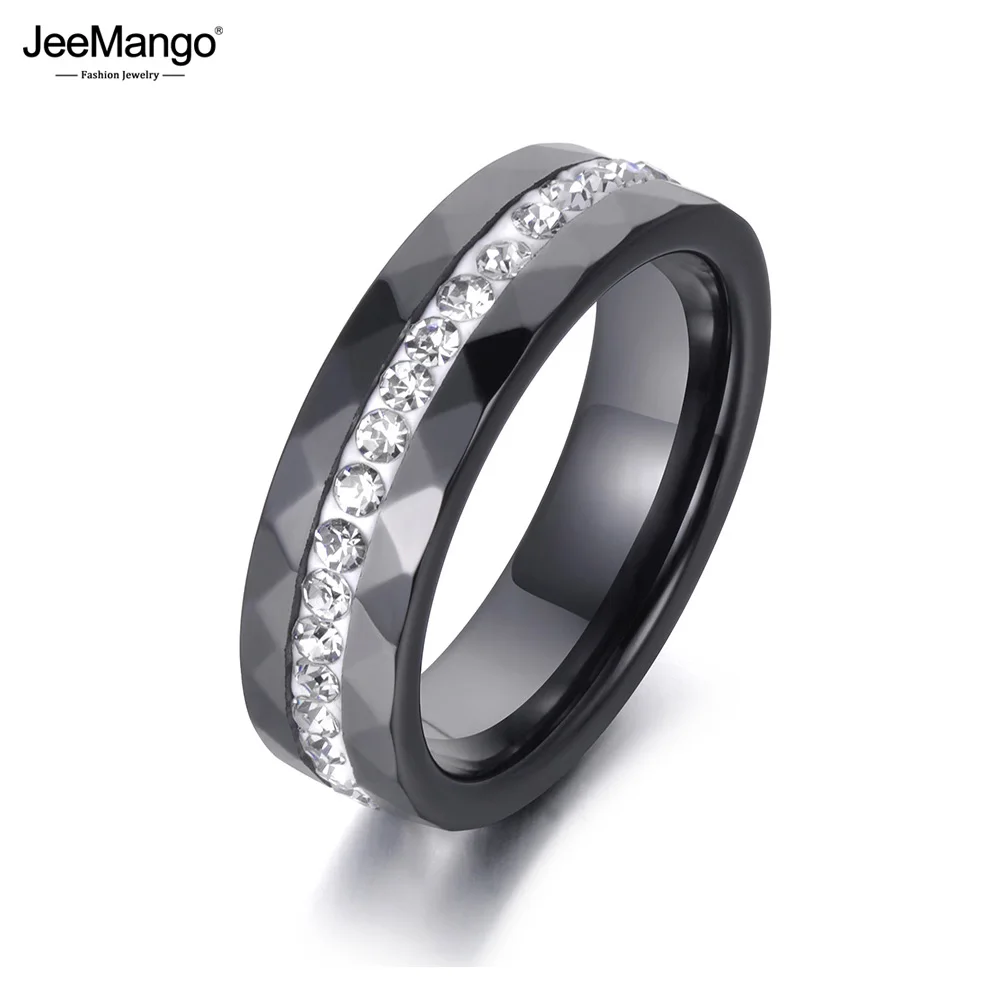 JeeMango классические кольца из Белой и Черной керамики ювелирные изделия глиняные
