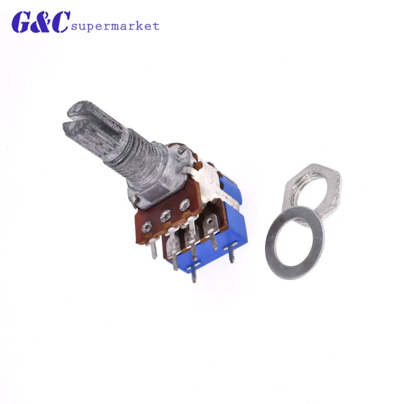Stereo B50K Ohm Dual Linear B Type Taper Volume Control Potentiometer Switch 50K R125G