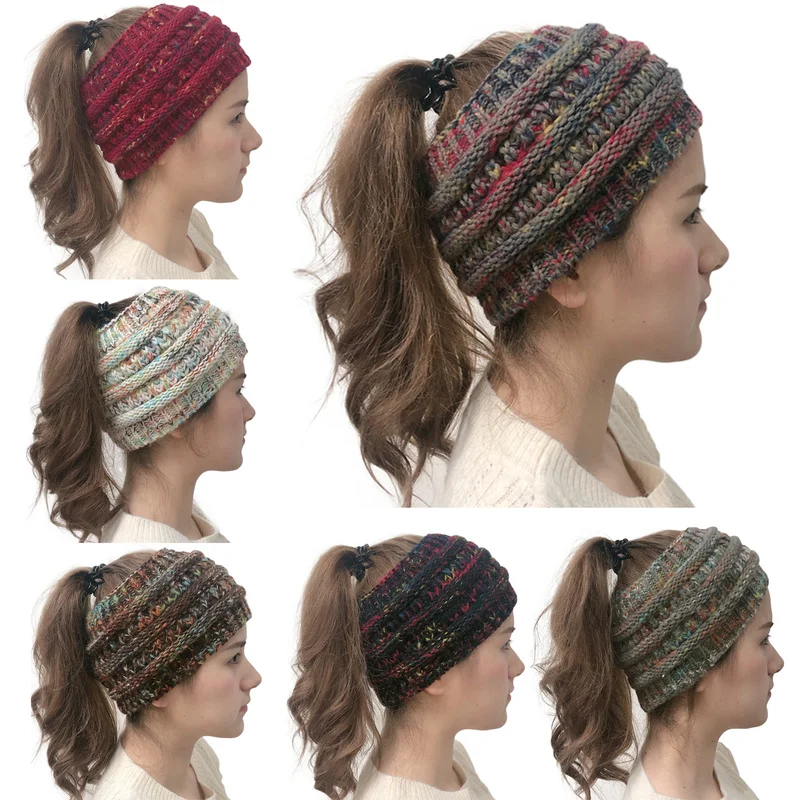 New Headwear Knitted Crochet Headband Turban Winter Ear Warmer Headwrap Elastic Hair Band for Women's Wide Hair Accessories