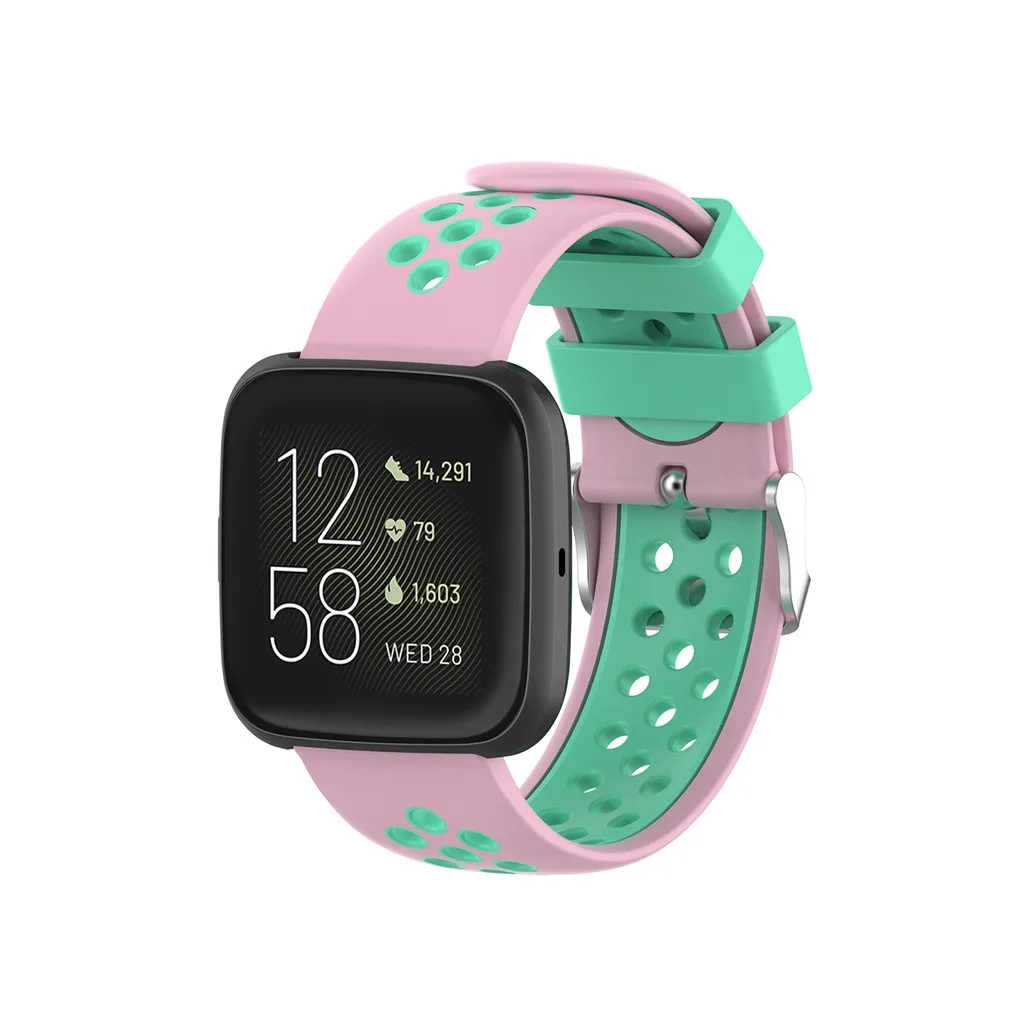 Двухцветный силиконовый ремешок на запястье для Fitbit Versa 2, ремешок для умных часов, сменный ремешок для мужских часов, ремешок для женских и мужских часов, дышащий браслет, 19 октября