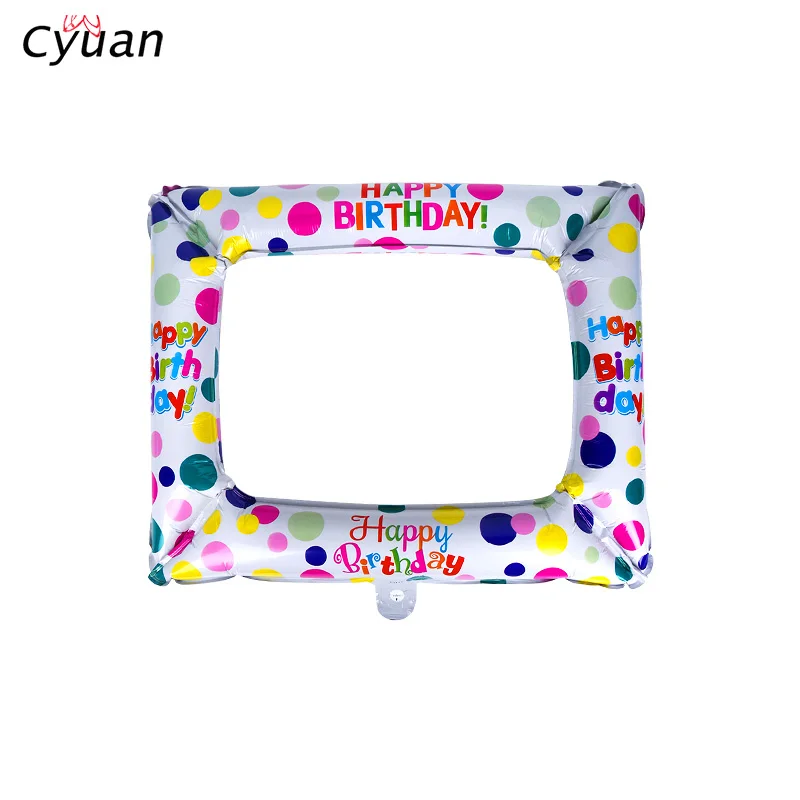 

Cyuan 1pc Inflatable Frame Photo Props Selfie Photo Booth Props Kids Happy Birthday Decoration Photobooth Picture Frame Supplies